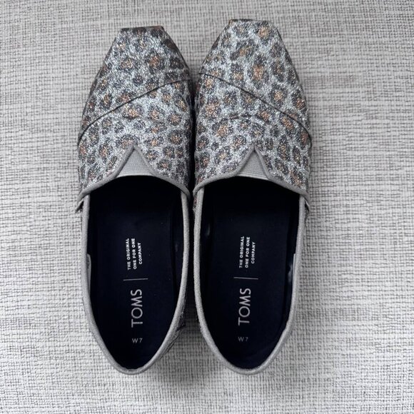 TOM’S Sparkly Fun Animal Print Ultra Comfortable Slip On Shoes - Size 7 - Picture 1 of 10